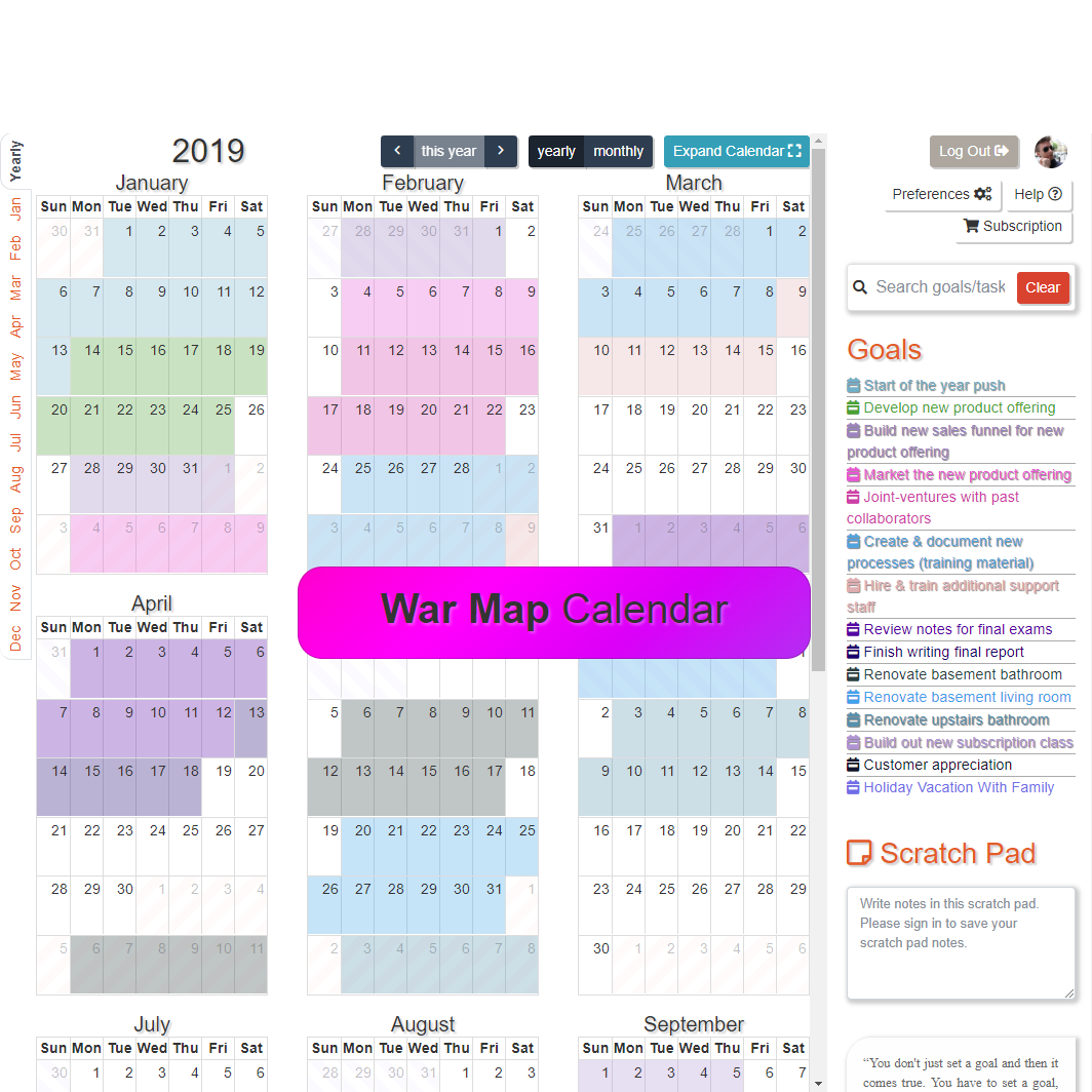 War Map Calendar Take Control Of Your Life By Planning LongTerm